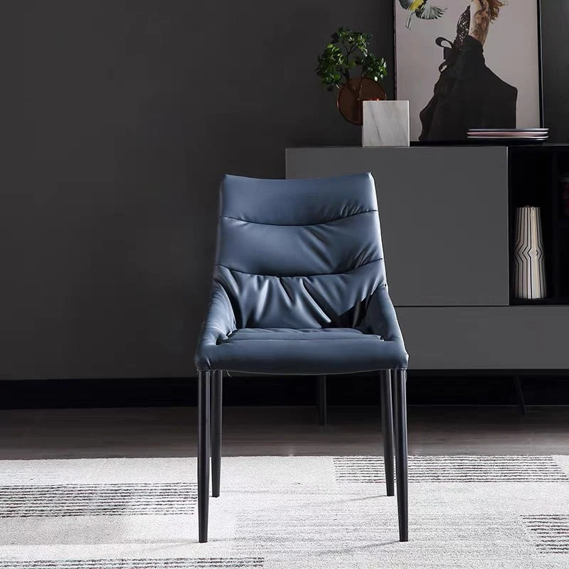 Contemporary Sloped Arm Chair Matte Finish Leather Curved Parsons Chair