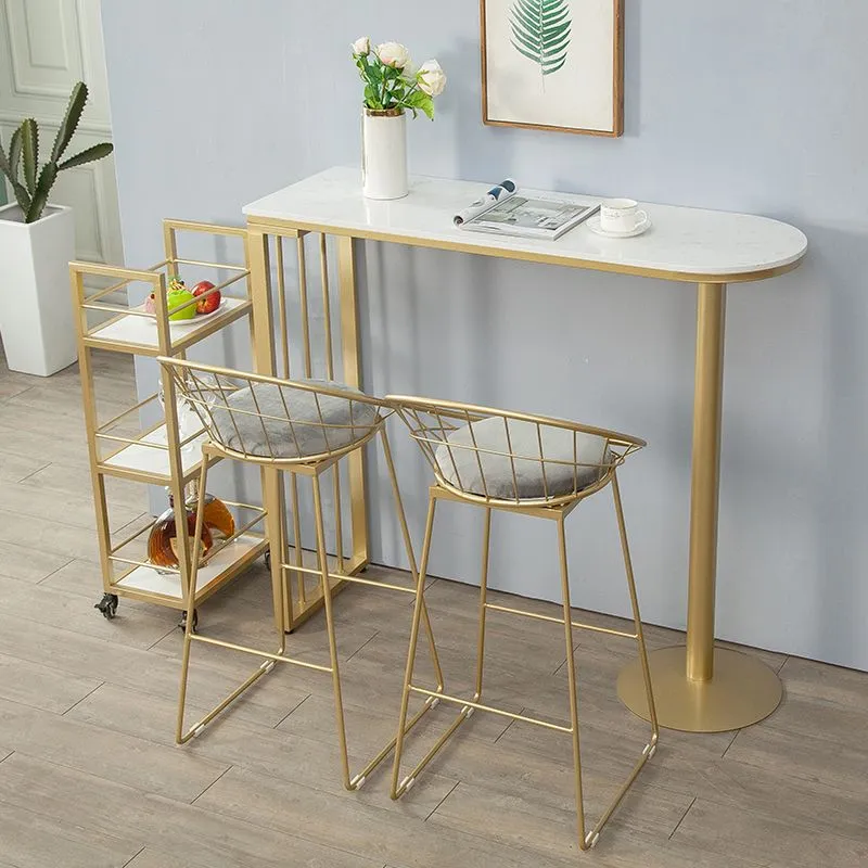 Metal Low Back Counter-height Stool with Footrest and Upholstered