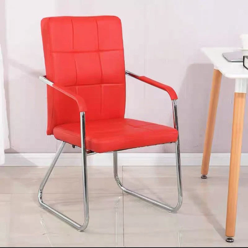 Modern Minimalist Synthetic Leather Steel Rectangular Square Desk Chair Backrest Armrest For Home Office