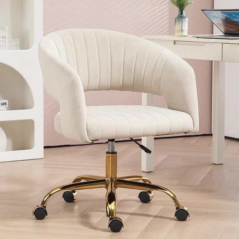 Contemporary Scandinavian Liftable Swivel Curved Square Iron Hemp Velvet Desk Chair Backrest Armrest For Home Office