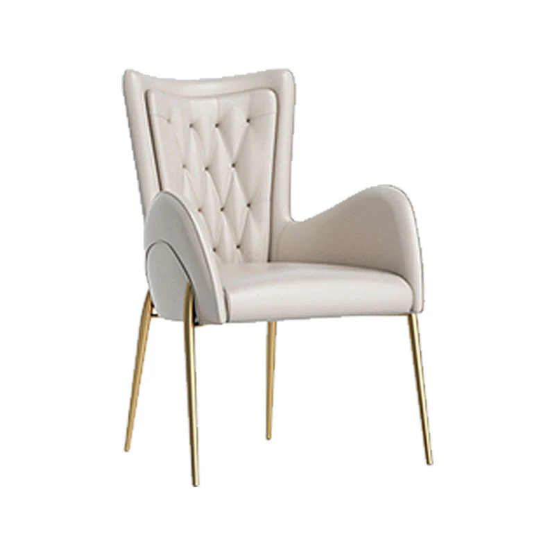 Glam Metal Dining Room Chairs Faux Leather Dining Arm Chair for Restaurant Use