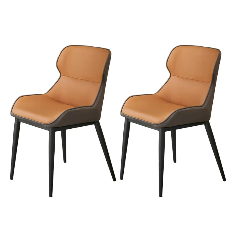 Industrial Style Wingback Side Chairs Faux Leather Dining Chairs