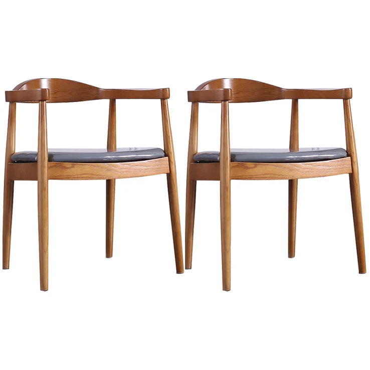 Contemporary Home Wood Arm Chair Matte Finish Open Back Dining Chair