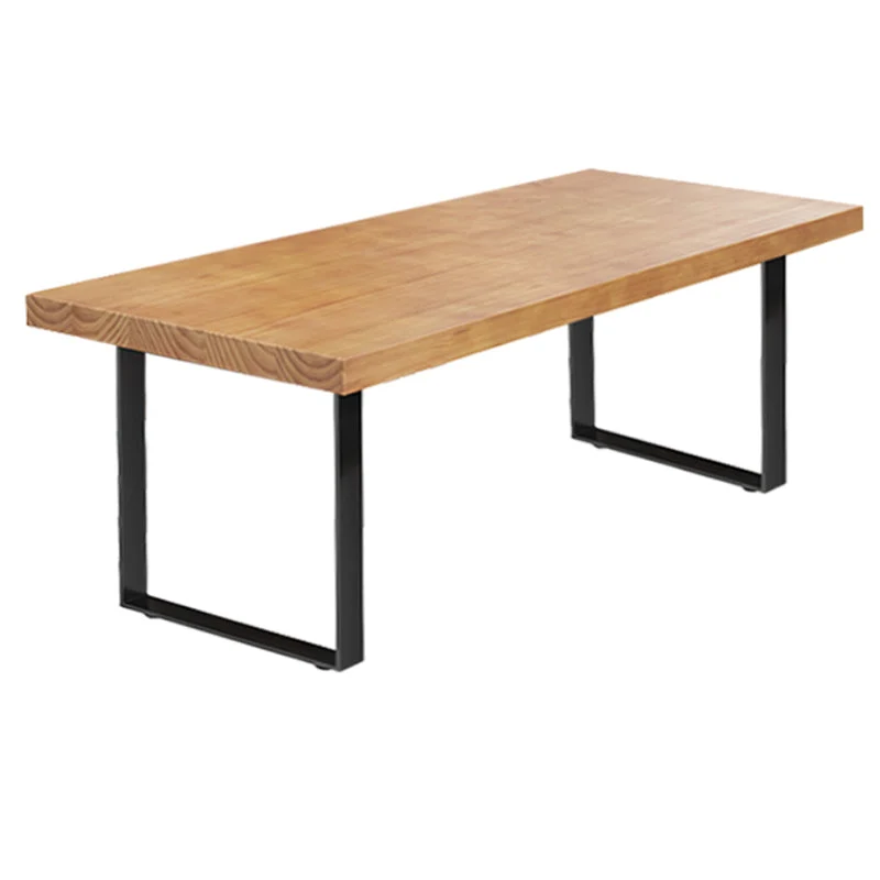 Coffee Shop Industrial Dining Table Rectangle Solid Wood and Metal Table