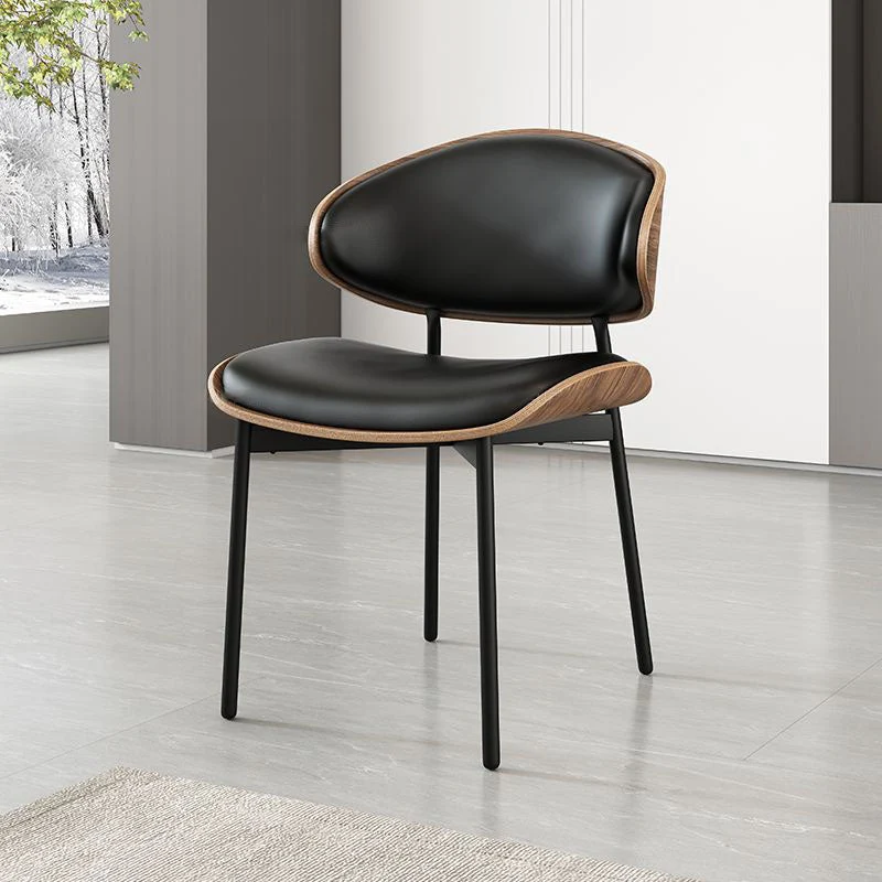 Modern Luxury Loop Curved Back Eco-Friendly Leather Carbon Steel Dining Chair Backrest For Dining Room