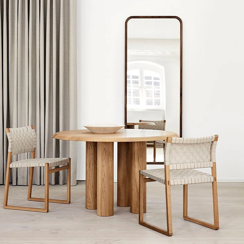 Solid Wood Dining Table Modern Round Dining Room Table for Home