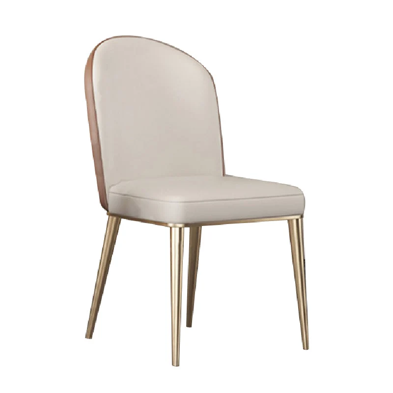 Glam Dining Faux Leather Chairs Armless Side Chairs with Metal Legs