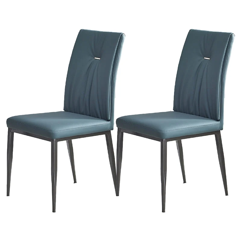 Modern Restaurant Solid Back Chair Matte Finish Leather Dining Chair