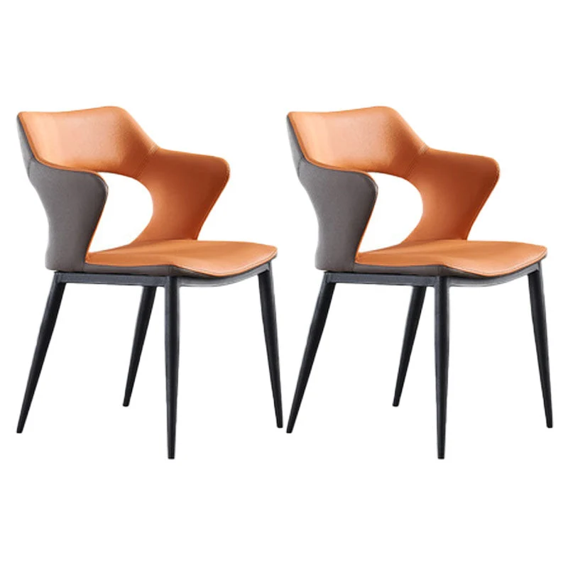 Contemporary Style Kitchen Chairs Dining Arm Open Back Side Chair with Metal Legs
