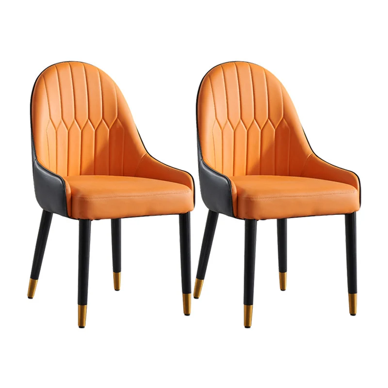 Glam Wood Dining Arm Chair Faux Leather Dining Chairs for Restaurant Use