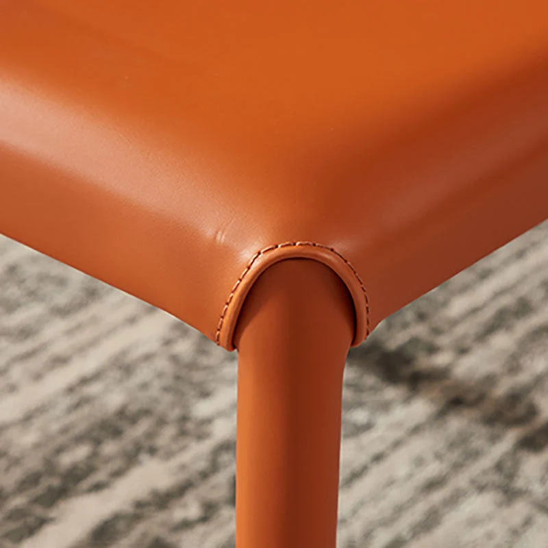 Modern Metal Dining Chair Leather Armless Dining Room Chair for Home Use