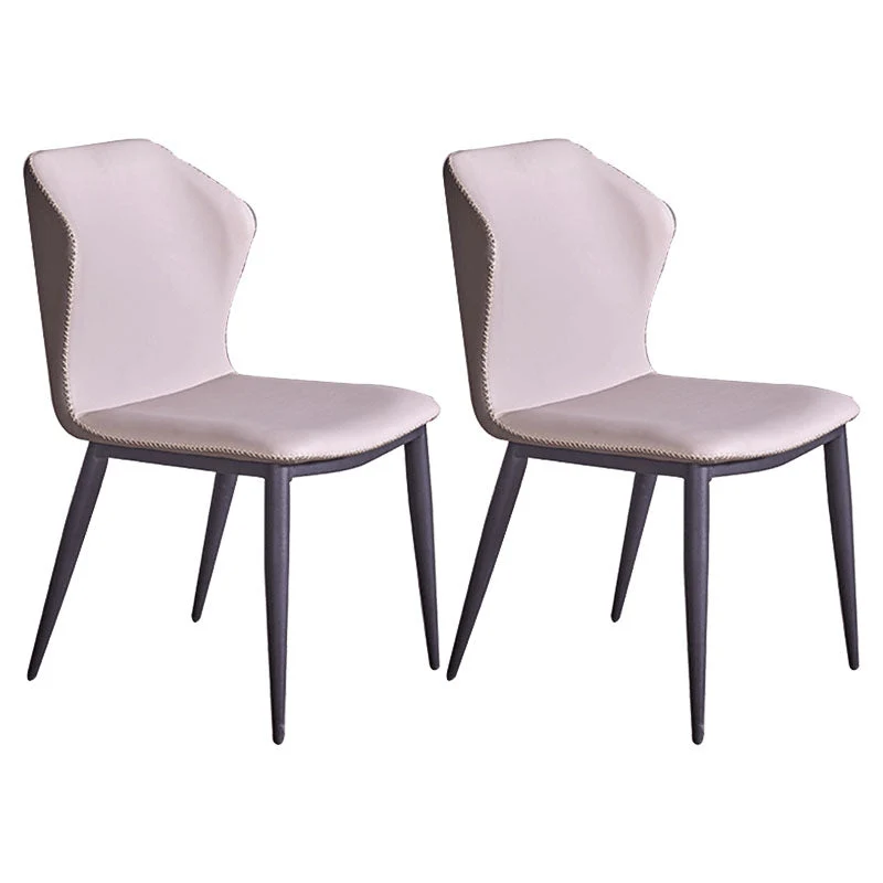 Modern Study Room Wingback Chair Matte Finish Leather Dining Chair