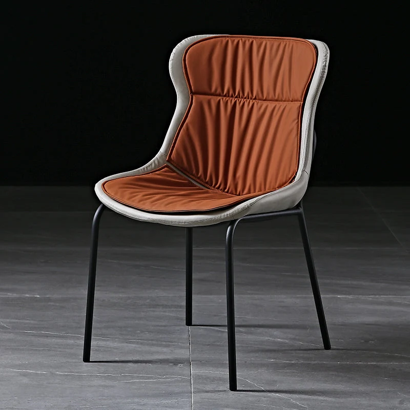 Industrial PU Leather Dining Chairs Solid Back Chair for Home