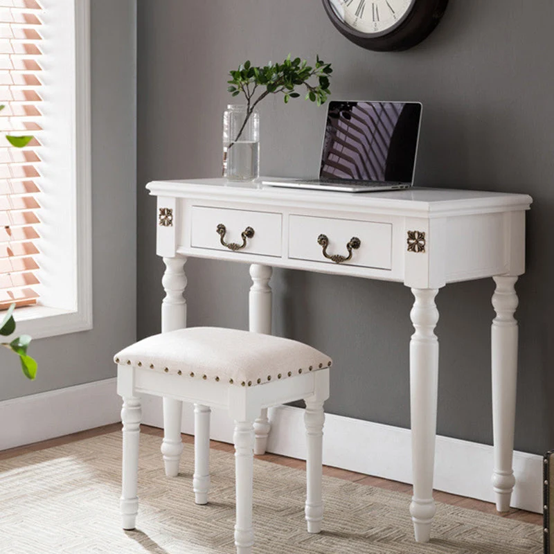 Contemporary Scandinavian Square Linen Faux Leather Rubberwood Vanity Stool Backless Armless For Bedroom