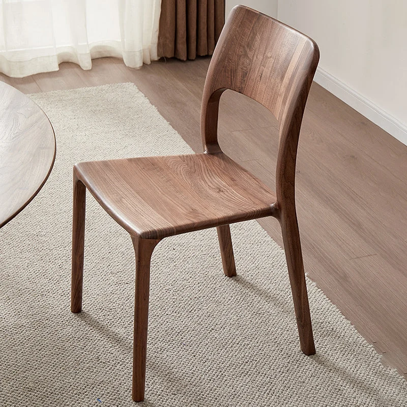 Contemporary Retro Square Walnut Dining Chair Backrest For Dining Room