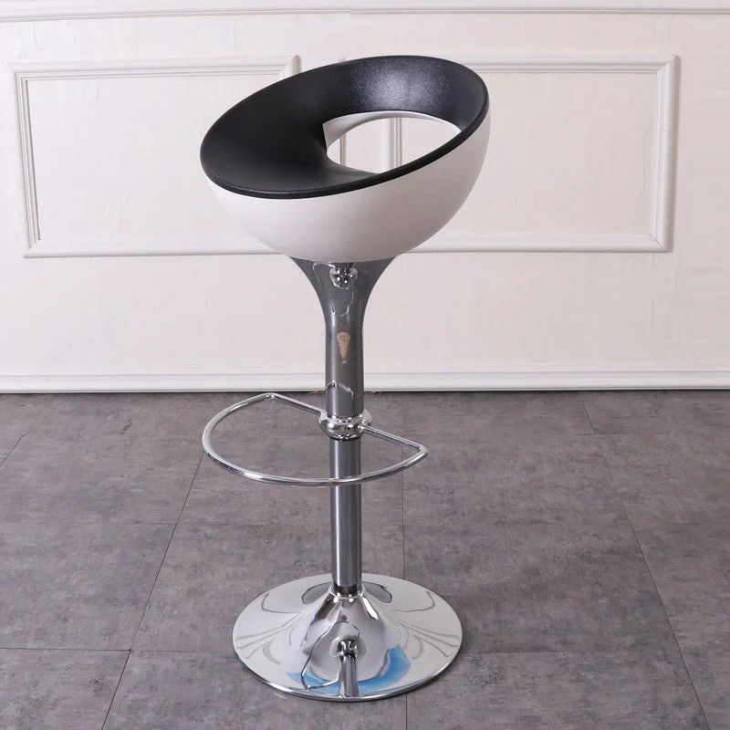 Modern Simplicity Iron ABS Round Bowl Hollowed Bar Stool Footrest Swivel For Kitchen