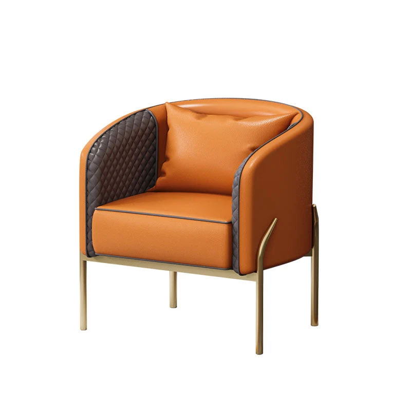 Glam Style Metal Armless Dining Chair Faux Leather Side Chair for Restaurant Use