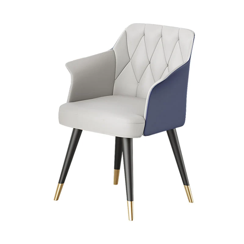 Metal Arm Chair Glam Faux Leather Dining Room Chairs for Restaurant Use