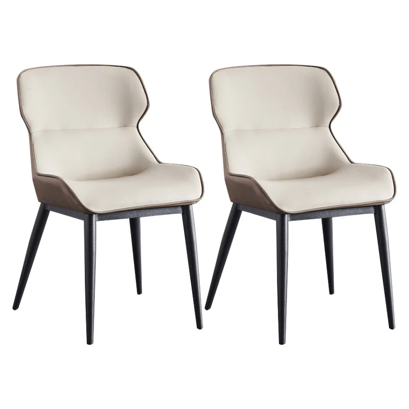 Contemporary Sloped Arm Chair Matte Finish Leather Curved Parsons Chair for Restaurant