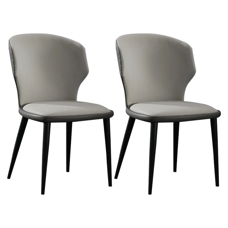 Modern Restaurant Leather Side Chair Matte Finish Wingback Dining Chair