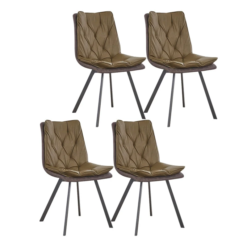 Matte Finish Leather Dining Chair Contemporary Home Solid Back Side Chair