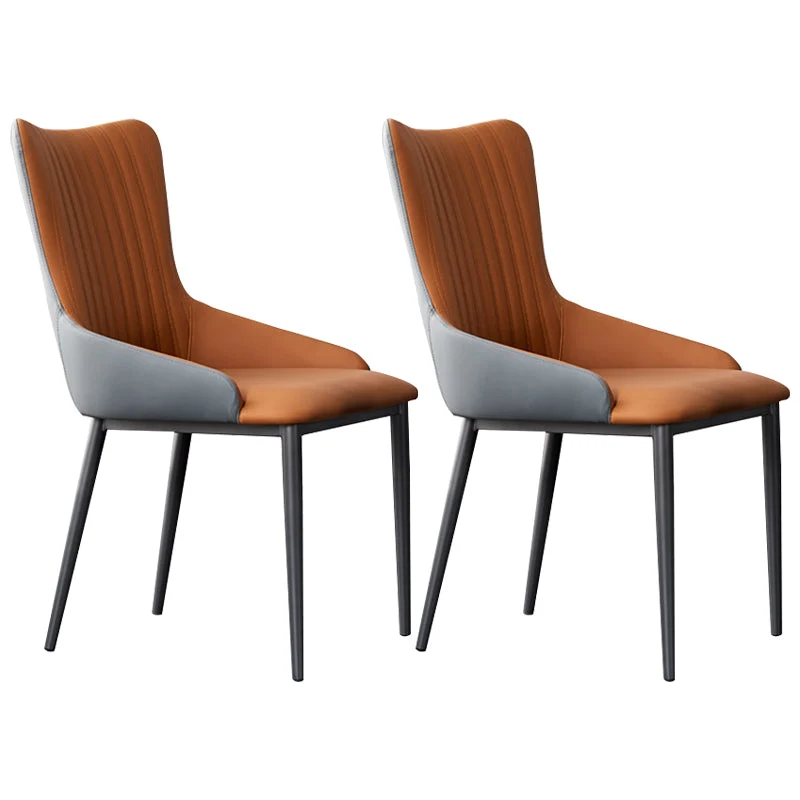 Modern Home Leather Arm Chair Matte Finish Solid Back Dining Chair