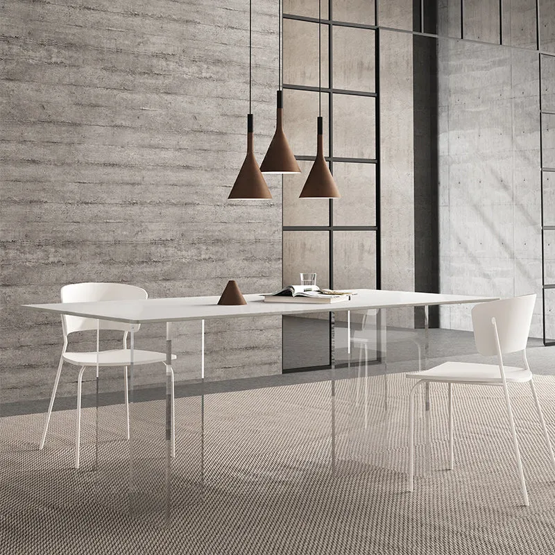 Modern White Stone Top Table Rectangle Dining Table for Kitchen Use