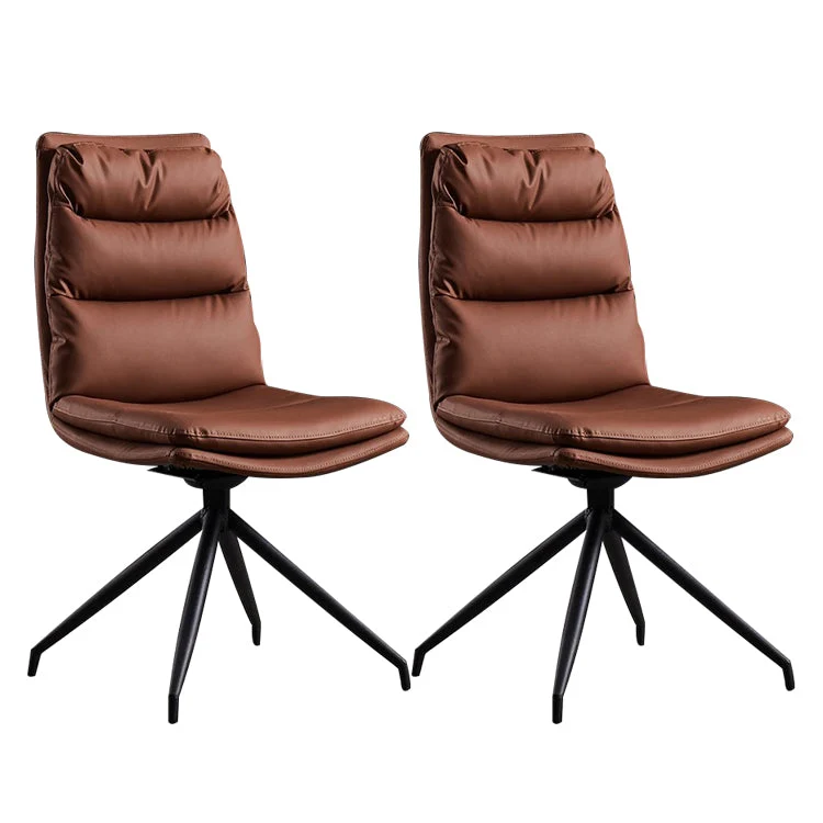 Contemporary Dining Room Side Chairs Matte Finish Leather Parsons Armless Chair