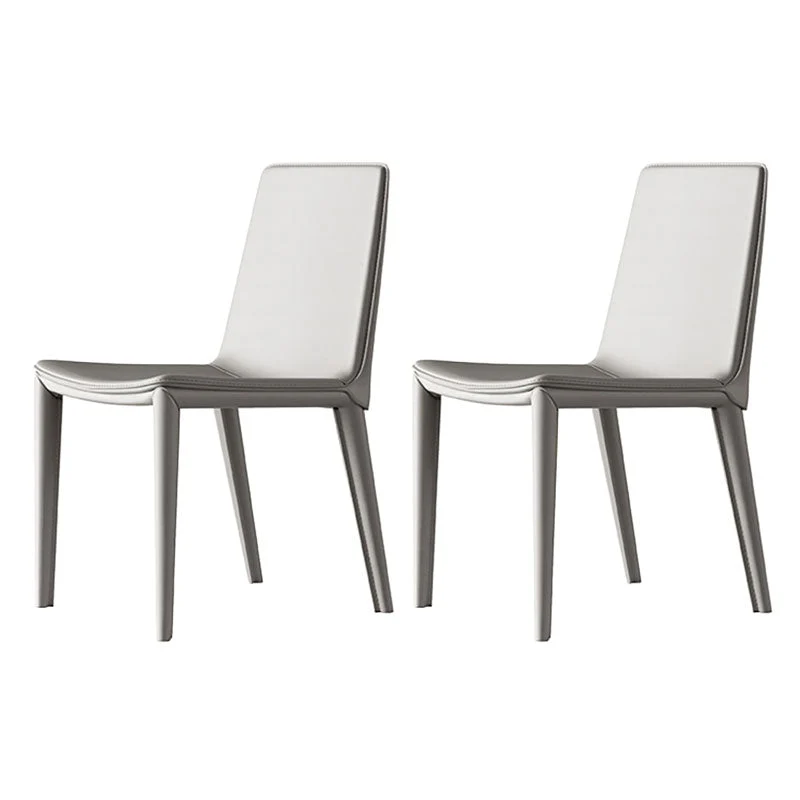 Contemporary Leather Dining Room Chair Armless Metal Side Chair for Home Use