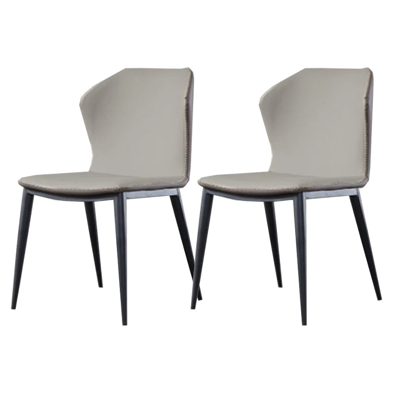 Industrial Design Wingback Armless Chairs Faux Leather Side Chair