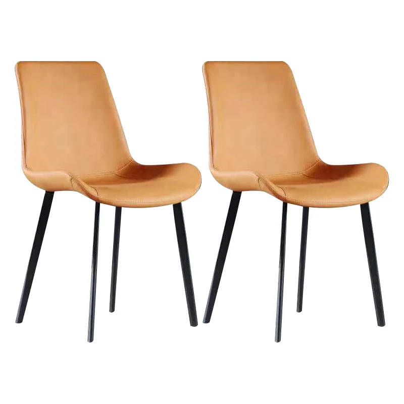 Contemporary Leather Hotel Side Chair Solid Back Matte Finish Dining Chair