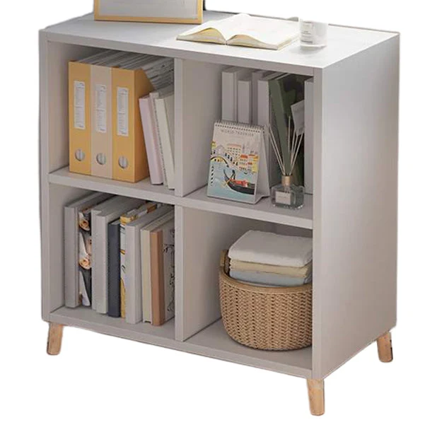 Modern Standard Wooden Bookcase Closed Back Bookshelf for Balcony and Living Room