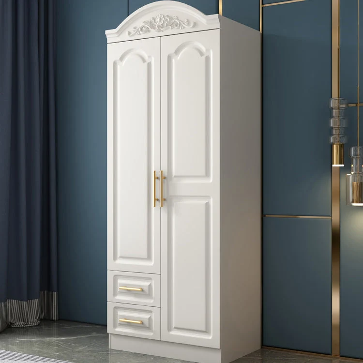 Engineered Wood Wardrobe Closet with Garment Rod White Wardrobe Cabinet