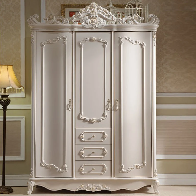 French Country Wardrobe Armoire with Drawer Wooden Wardrobe Cabinet