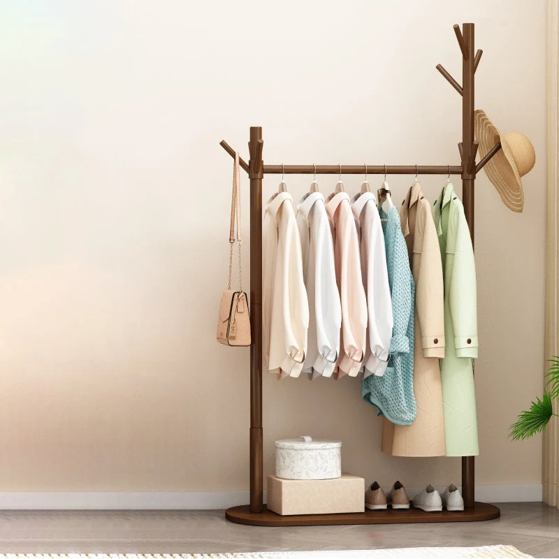 Contemporary Style Open Armoire Pine Wood Armoire with Clothing Rod
