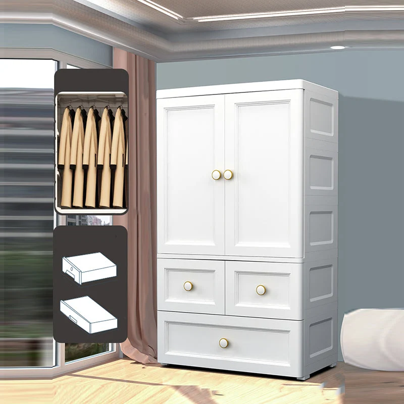 Matte Finish Plastic Bedroom Cabinet Contemporary Hinged Door Storage Cabinet
