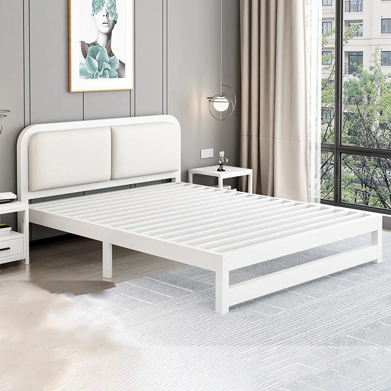 Glam Metal Upholstered Panel Headboard Rectangular Standard Bed