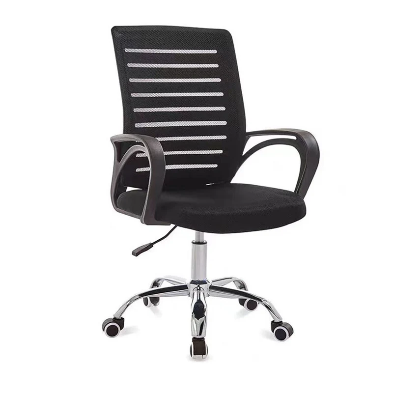 Contemporary Simplicity Breathable Mesh Fabric Upholstered Height Adjustable Swivel Desk Chair Metal Casters For Home Office