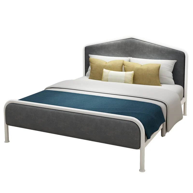 Modern Standard Bed Foam Slat Bed with Upholstered Headboard