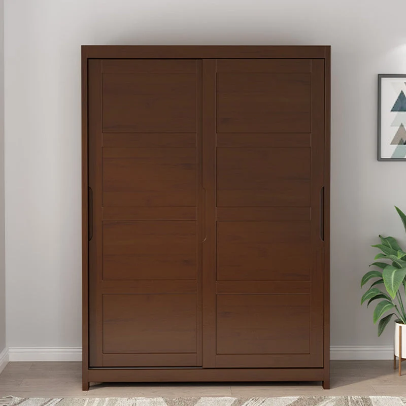 Contemporary Sliding Door Cabinet Rubberwood Storage Cabinet with Legs