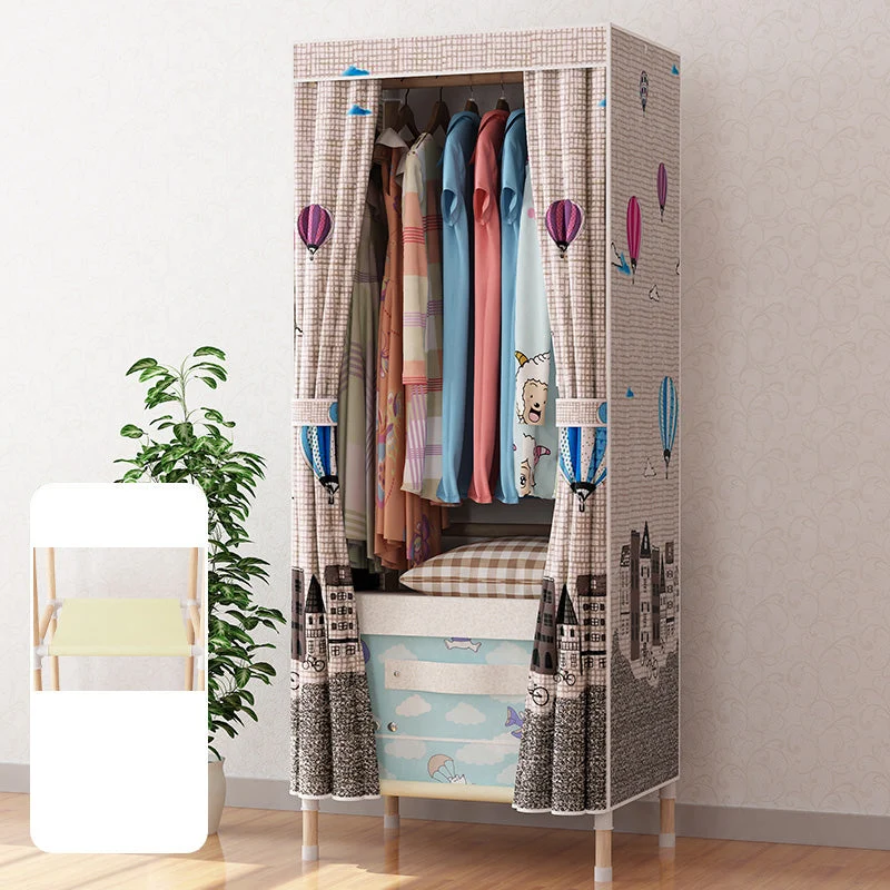 Natural Meringue Wood Frame Wardrobe Modern Style Home Wardrobe Armoire