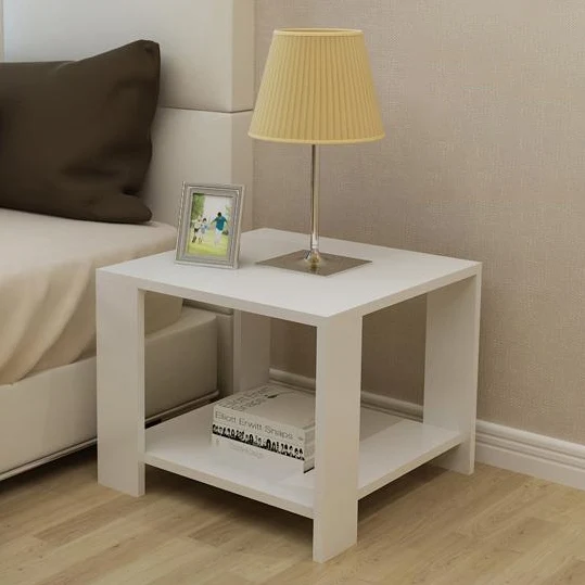 Modern Minimalist Engineered Wood Square Coffee Table With 2-Tier For Living Room & Bedroom
