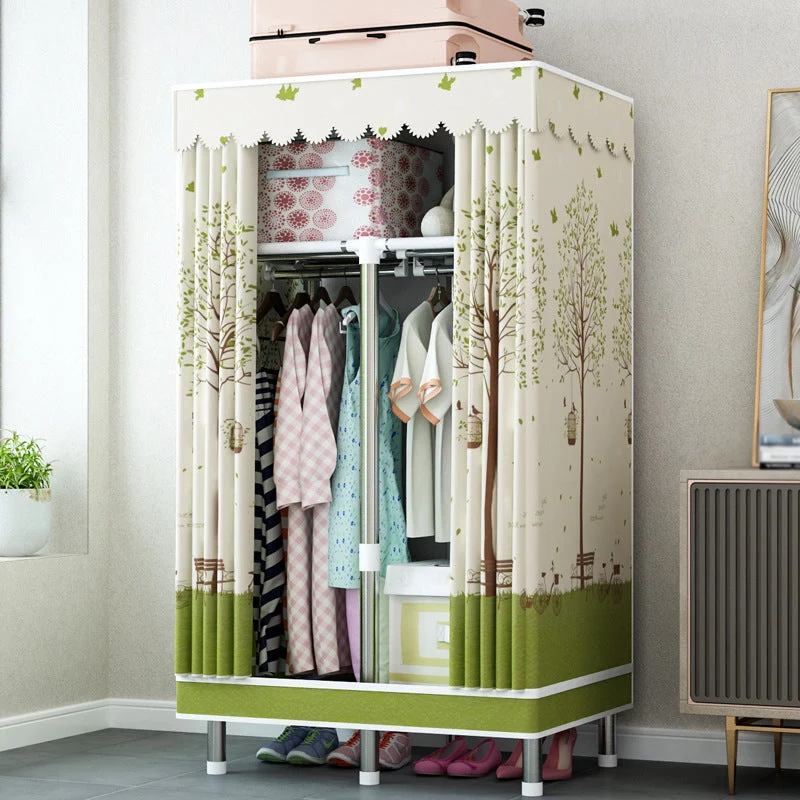 Contemporary Home Wardrobe Armoire Steel Frame Wardrobe with Shelves