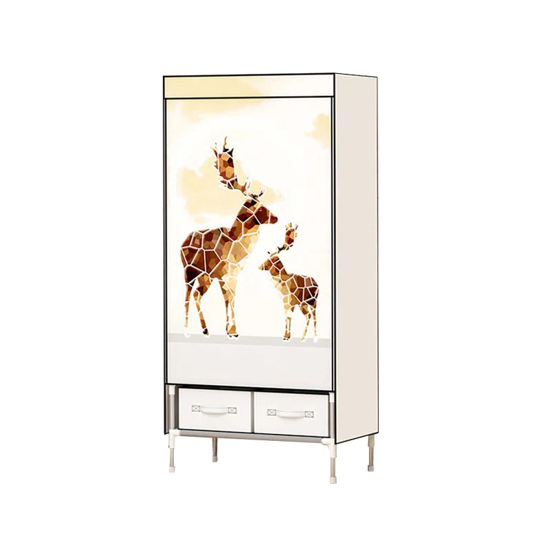 Steel Wardrobe Armoire with Drawer Modern Wardrobe Cabinet for Home