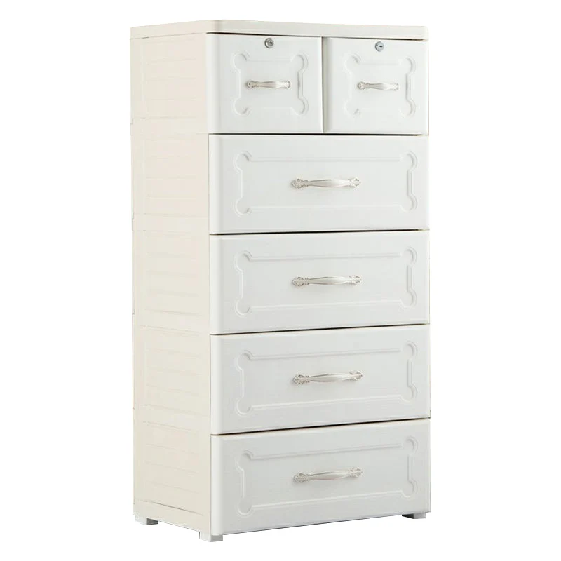 Plastic Storage Cabinet with Legs Modern Wardrobe Closet with Drawer