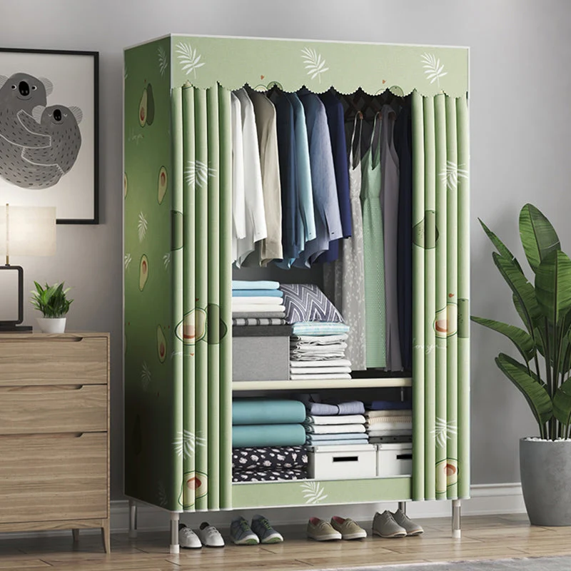 Steel Frame Wardrobe Cabinet Contemporary Style Armoire with Shelves