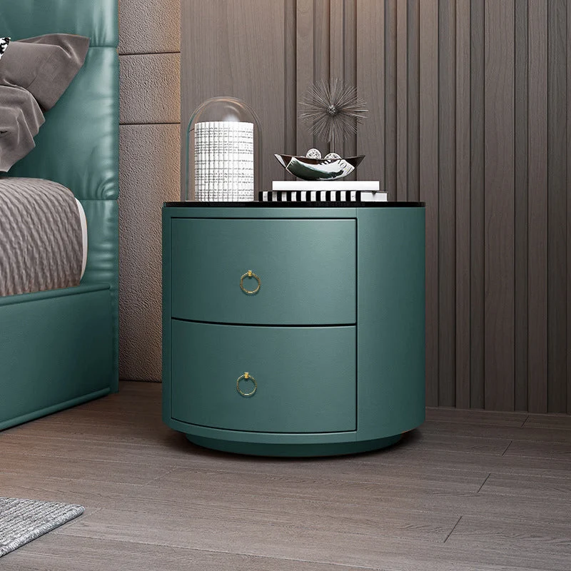 2 - Drawer Glass/Stone Nightstand (India) 18.1" Tall Nightstand