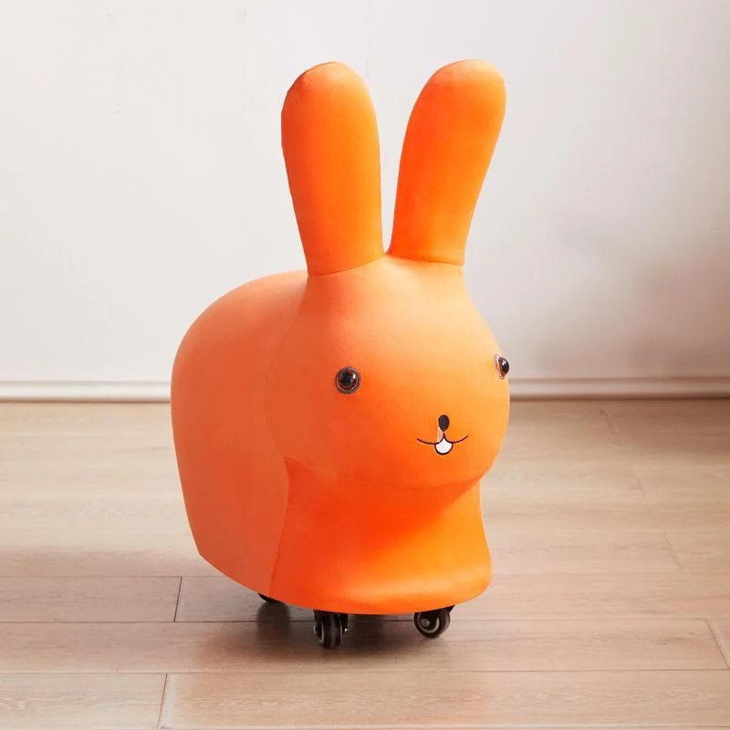 Contemporary Creative Cute Animal Rabbit Fabric Low Stool With Pulley For Living Room