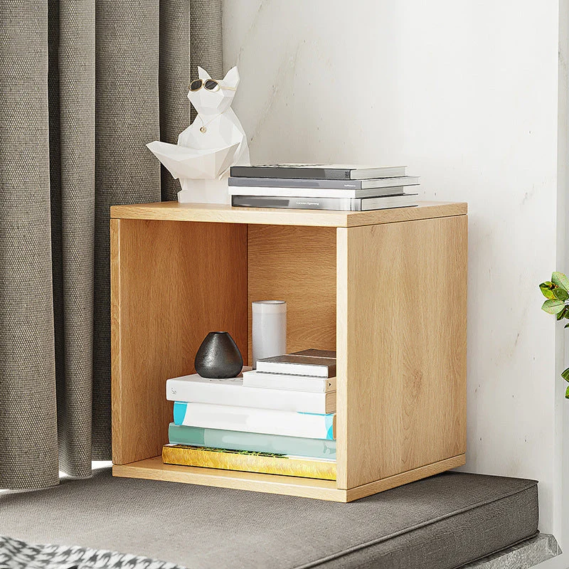 11.8" W Wooden Square Bookshelf Modern Closed Storage Bookcase for Home Office