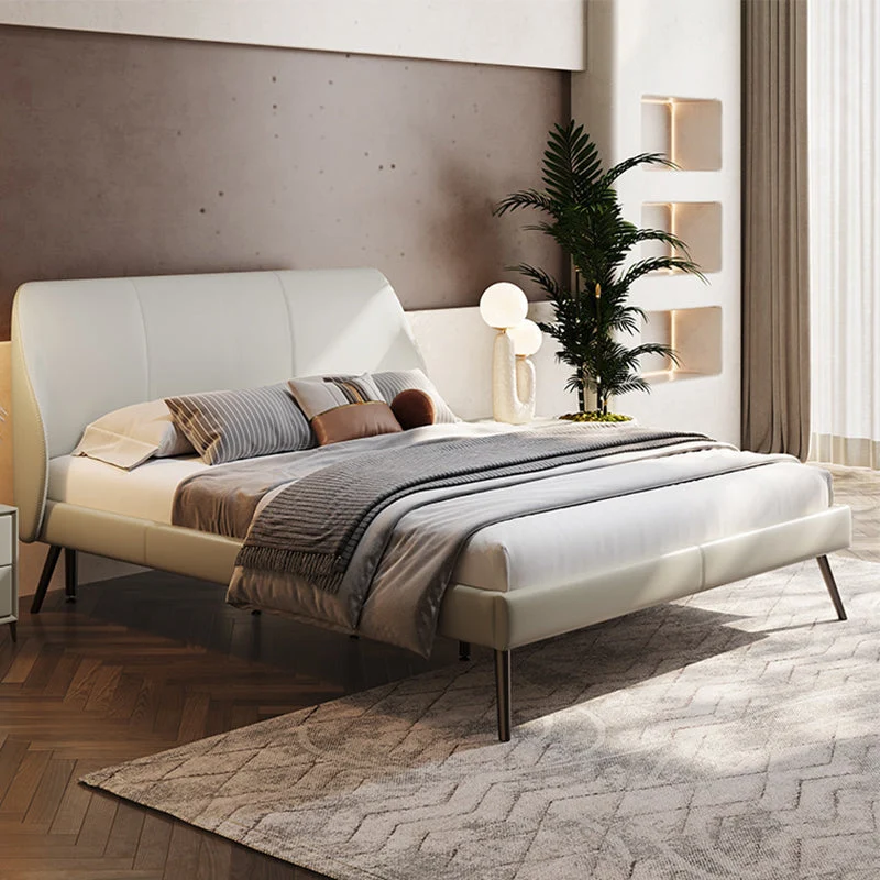Pine Wood and Beech Slat Bed Foam Panel Modern Standard Bed Upholstered Headboard